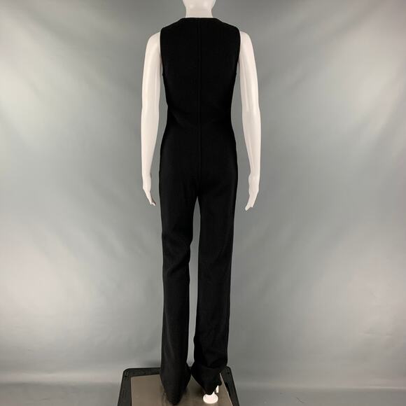 SAINT LAURENT Size 2 Black Wool Blend Sleeveless Jumpsuit - Picture 4 of 7